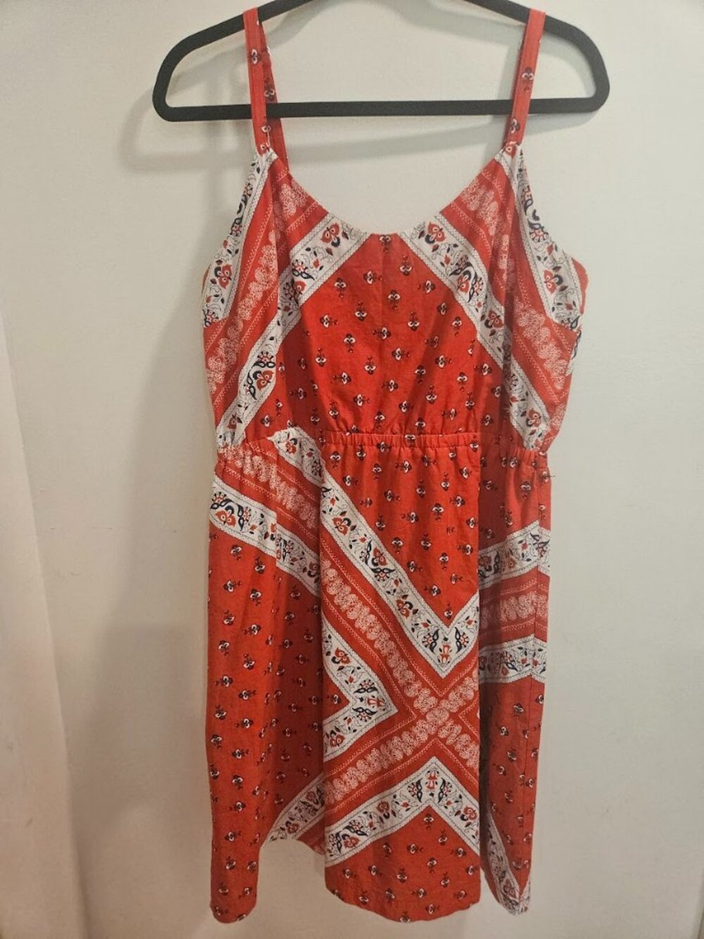 Vintage Bandana Red Print Spaghetti-Strap Dress